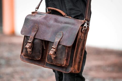dualpockets leather bag